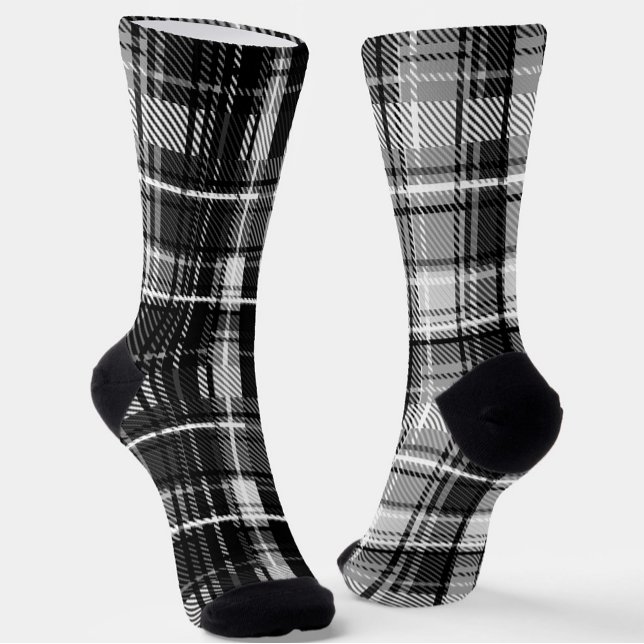Schwarz-weißer Flannel Kariert Tartan Socken (Von Creator hochgeladen)