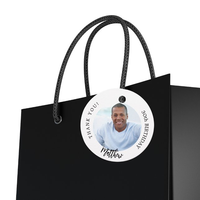 Schwarz-weißer Foto Typ Geburtstag Geschenkanhänger (Von Creator hochgeladen)