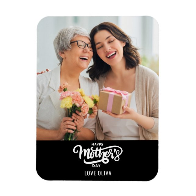 Schwarz-weißer Fotocollage-Geschenk zum Muttertag Magnet (Vertikal)