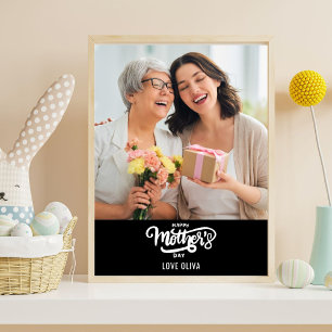Schwarz-weißer Fotocollage-Geschenk zum Muttertag Poster