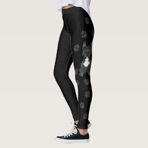 Schwarz-weißer Französische Bulldogge / Frenchie H Leggings