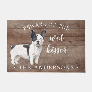Schwarz-weißer französischer Bulldog Personalisier Fußmatte