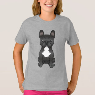 Schwarz-weißer Französischer Bulldogge Süßer Carto T-Shirt