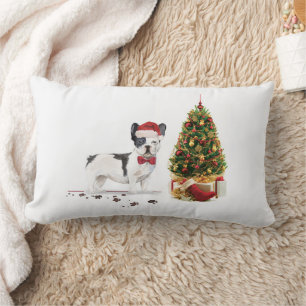 Schwarz-weißer Französischer Bulldogge Weihnachten Lendenkissen