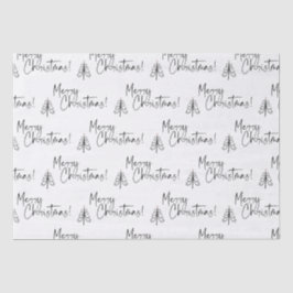 Schwarz-weißer froher Weihnachtsbaum Seidenpapier