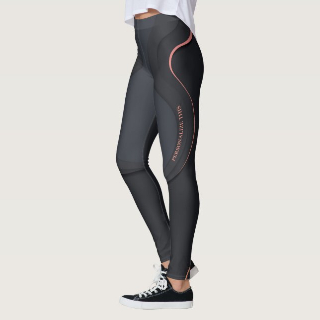 Schwarz-weißer geometrischer Text Leggings (Links)