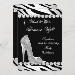 Schwarz-weißer Glamour Night Zebra Glitzer Shoes Einladung