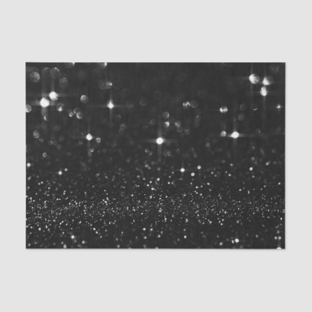 Schwarz-weißer Glitzer Spark Weißer Delikatessen Seidenpapier (Vorderseite)