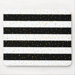 Schwarz-weißer GoldImitat-Glitter stripes Mousepad
