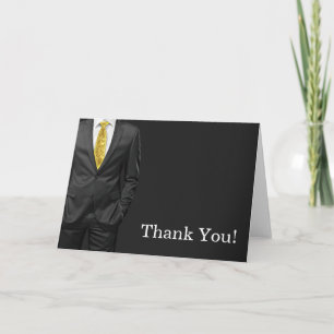 Schwarz-weißer Goldkrawatten-Tuxedo-Dankeschön Dankeskarte