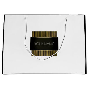 Schwarz-weißer Goldminimaler Luxus-einbrennender Große Geschenktüte