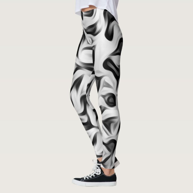 Schwarz-weißer grauer Hintergrund Leggings (Links)