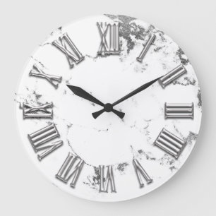 Schwarz-weißer grauer Metallmarmor-Stein-römisch Große Wanduhr