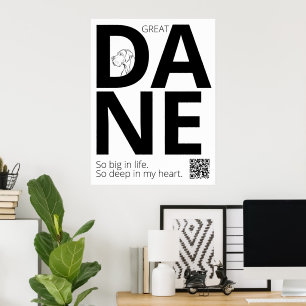 Schwarz-weißer Great Dane Minimal Poster