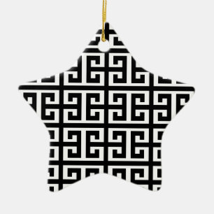 Schwarz-weißer griechischer Schlüssel Keramikornament