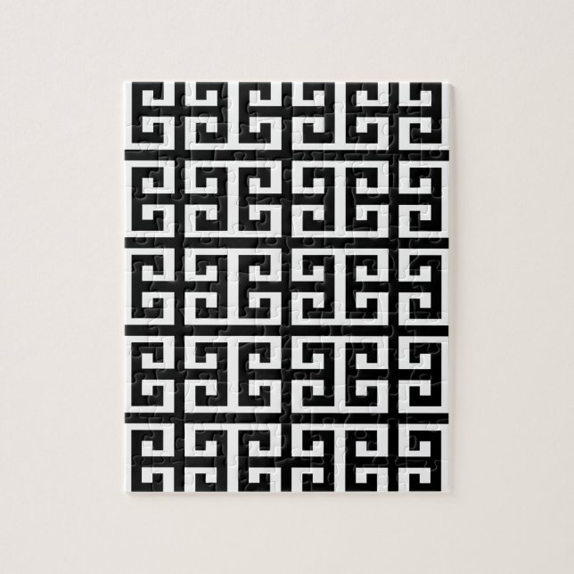 Schwarz-weißer griechischer Schlüssel Puzzle (Vertikal)