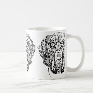 Schwarz-weißer großer Hund Tasse