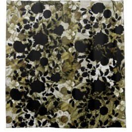 Schwarz-weißer grüner botanischer Garten Duschvorhang