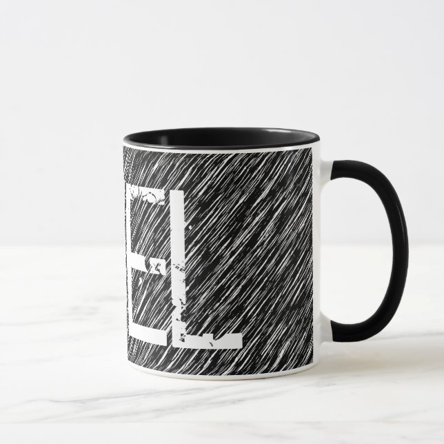Schwarz-weißer Grunge-Fuel Tasse (Rechts)