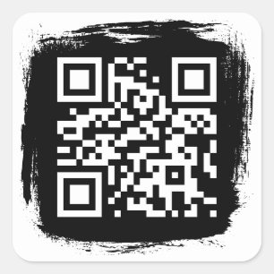 Schwarz-weißer Grunge-Rahmen-QR-Code Quadratischer Aufkleber
