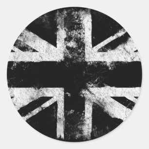 Schwarz-weißer Grunge UK Runder Aufkleber