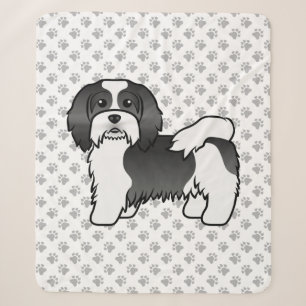 Schwarz-weißer Havanese süßer Cartoon-Hund Sherpadecke