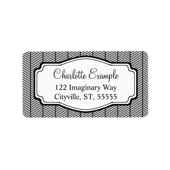 Schwarz-weißer Herringbone-Klassiker Adressaufkleber (Vorne)