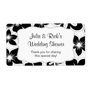 Schwarz-weißer Hibiskus Wasserflasche - anpassen!