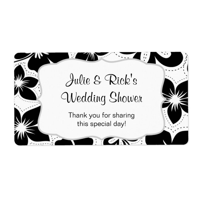 Schwarz-weißer Hibiskus Wasserflasche - anpassen! (Vorne)