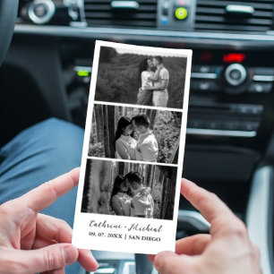 Schwarz-weißer Hochzeits-Fotobooth-Streifenrahmen  Save The Date