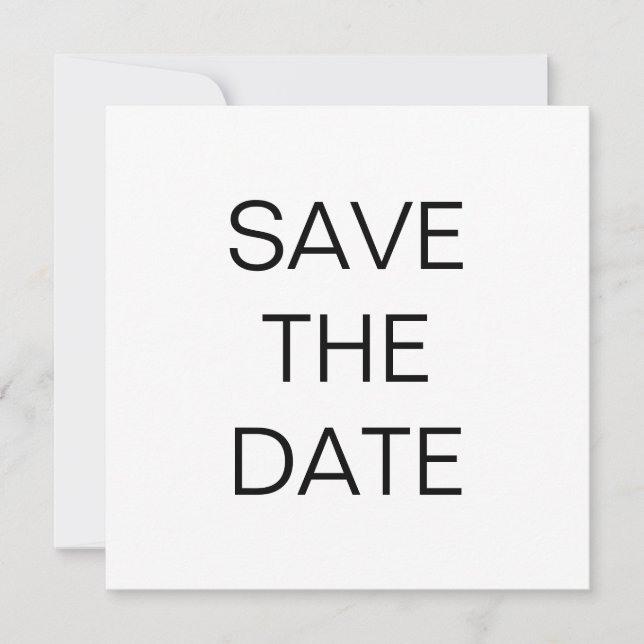 Schwarz-weißer Hochzeitsplatz für einfaches Textma Save The Date (Vorderseite)