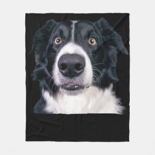 Schwarz-weißer Hundekopf Fleecedecke