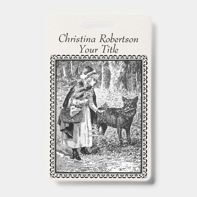 Schwarz-weißer Illustrationsrahmen für Red Riding  Ausweis (Vorderseite)