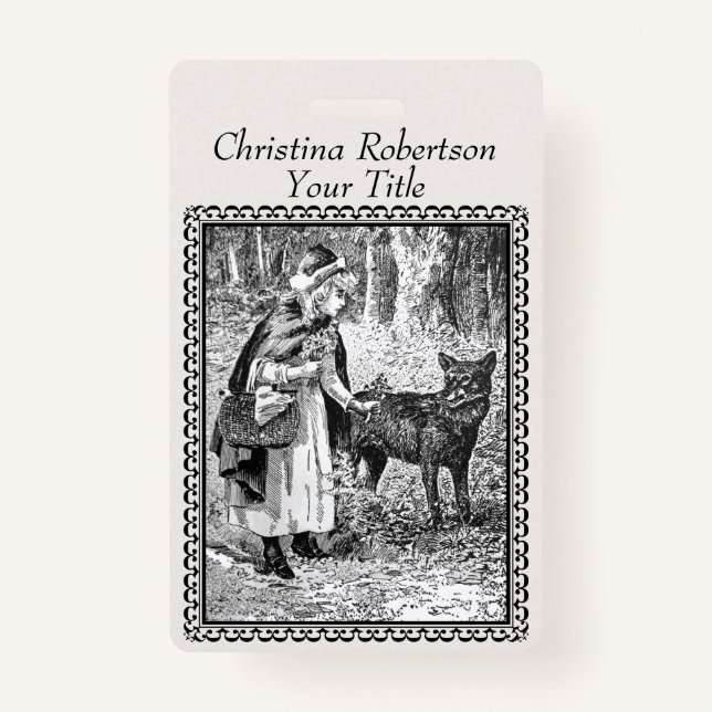 Schwarz-weißer Illustrationsrahmen für Red Riding  Ausweis (Vorderseite)