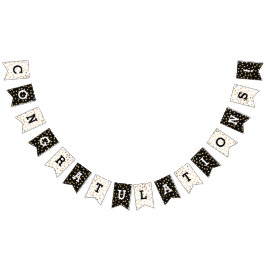 Schwarz-weißer Imitat-GoldGlitzer punktiert Wimpelkette