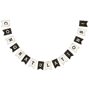 Schwarz-weißer Imitat-GoldGlitzer punktiert Wimpelkette