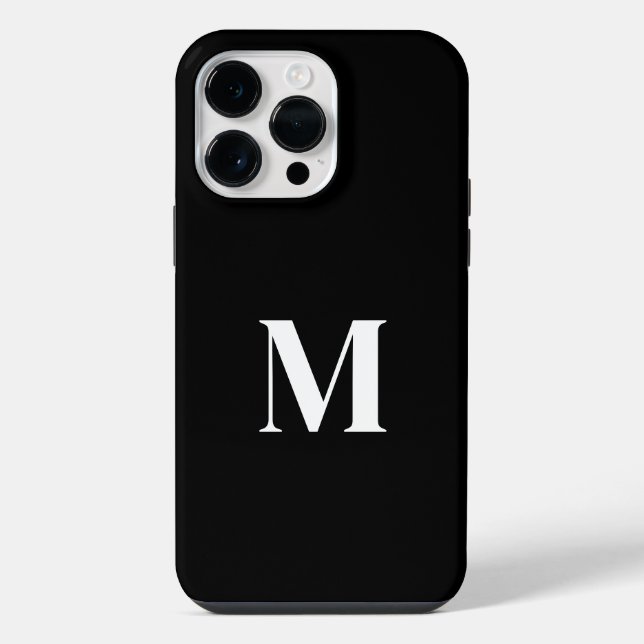 Schwarz-weißer Individuelle Name Monogram Stilvoll iPhone Hülle (Rückseite)