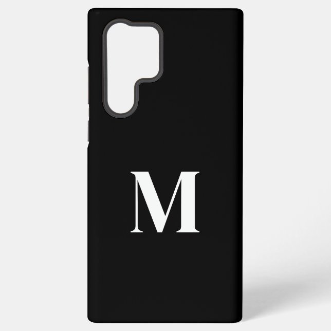 Schwarz-weißer Individuelle Name Monogram Stilvoll Samsung Galaxy Hülle (Rückseite)