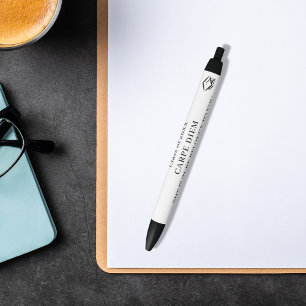 Schwarz-weißer inspirierender Zitat-Abschluss Kugelschreiber