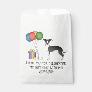 Schwarz-weißer italienischer Windhund-Hund-Geburts Geschenktütchen