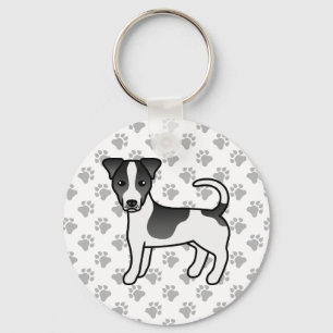 Schwarz-weißer Jack Russell Terrier mit glattem Fe Schlüsselanhänger