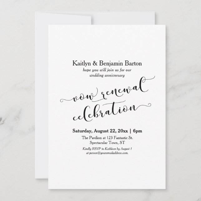 Schwarz-weißer Jahrestag der Erneuerung Einladung (Vorderseite)