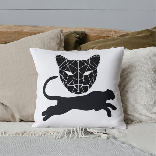 Schwarz-weißer Jungle Animal Panther Moderne Niedl Kissen