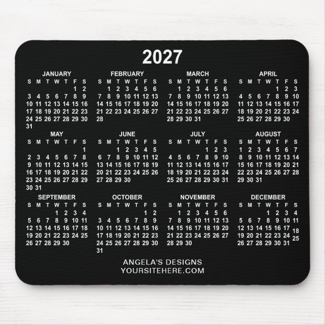 Schwarz-weißer Kalender 2027 Werbeartikel Mousepad (Vorne)