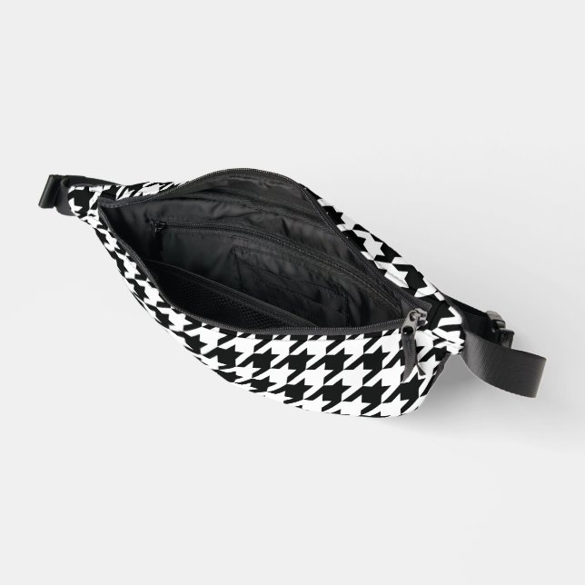 Schwarz-weißer Karo des klassischen Hahnentrittmus Bauchtasche (Offen)