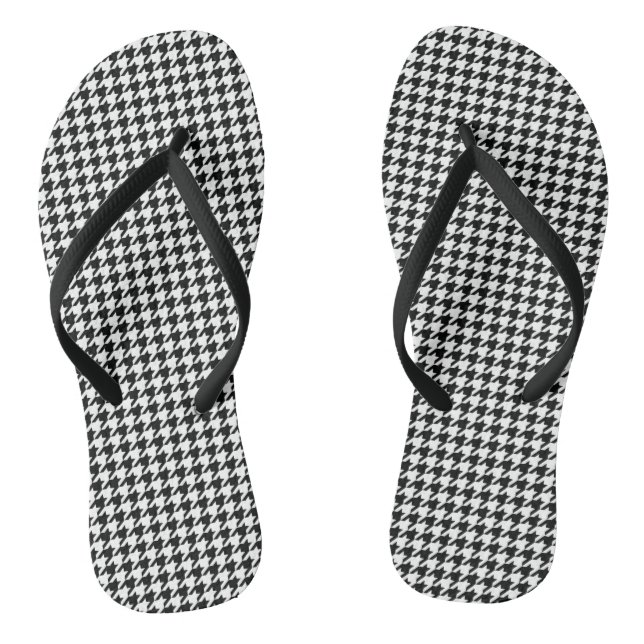 Schwarz-weißer Karo des klassischen Hahnentrittmus Flip Flops (Fußbett)