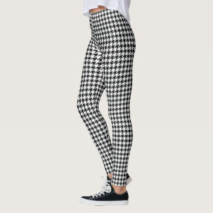 Schwarz-weißer Karo des klassischen Hahnentrittmus Leggings