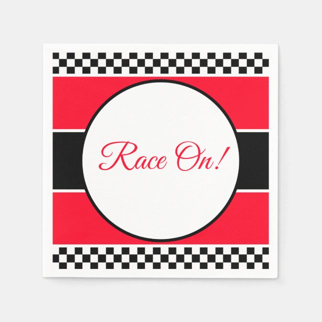 Schwarz-weißer Karo mit Rot Serviette (Vorderseite)