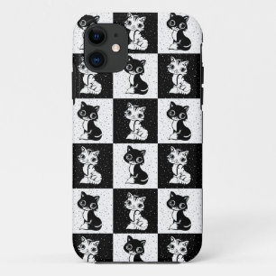 Schwarz-weißer Katzenmonogramm-Block Case-Mate iPhone Hülle
