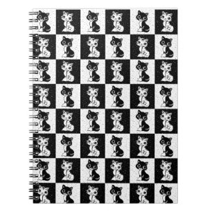 Schwarz-weißer Katzenmonogramm-Block Notizblock